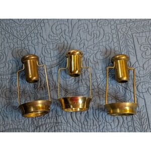 Brass Candle Shade Carrier Taper Candle Chaser Holder 4.75" Set Of 3